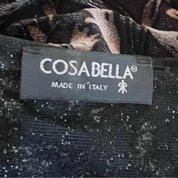 Cosabella Velvet Burnout Metallic Mesh Bodysuit SZ M Black - Picture 7 of 8